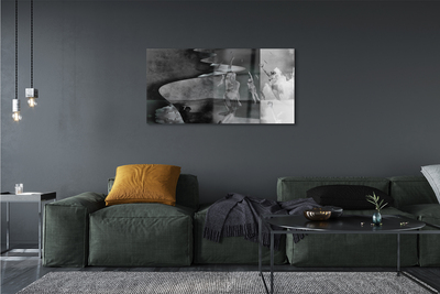 Pintura em vidro Pessoas do céu preto e branco