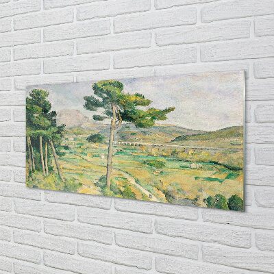 Quadro de vidro Monte Santa Vitória e o Viaduto no Vale do Arco - Paul Cézanne