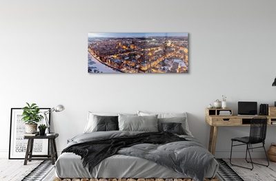 Pintura em vidro Panorama do rio de inverno em Gdansk