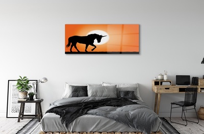 Pintura em vidro Unicórnio do pôr do sol