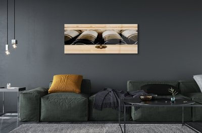 Pintura em vidro Garrafas de vinho em uma caixa