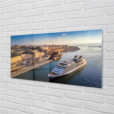 Quadro de vidro Navio mar cidade céu