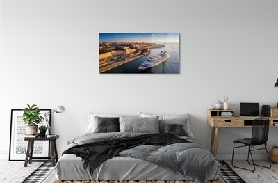 Quadro de vidro Navio mar cidade céu