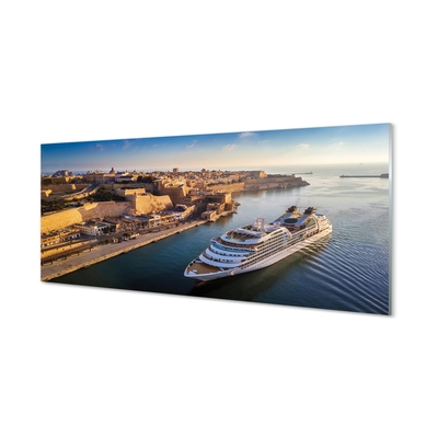 Quadro de vidro Navio mar cidade céu