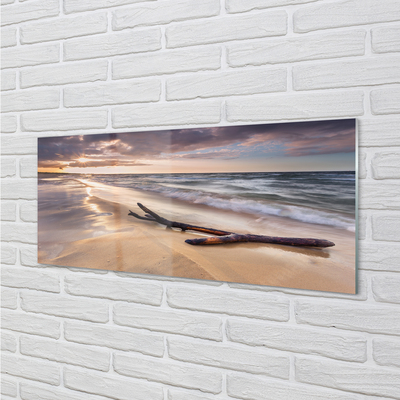 Quadro de vidro Praia de Gdansk, pôr do sol no mar