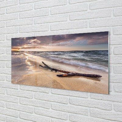 Quadro de vidro Praia de Gdansk, pôr do sol no mar