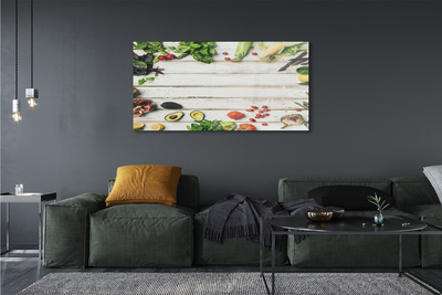 Pintura em vidro Abacate, milho, espinafre