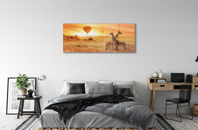 Quadro de vidro Balões Girafa Sky