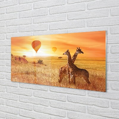 Quadro de vidro Balões Girafa Sky
