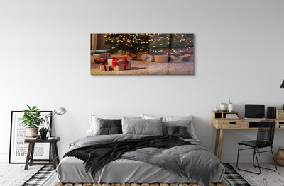 Quadro de vidro presentes de árvore de natal