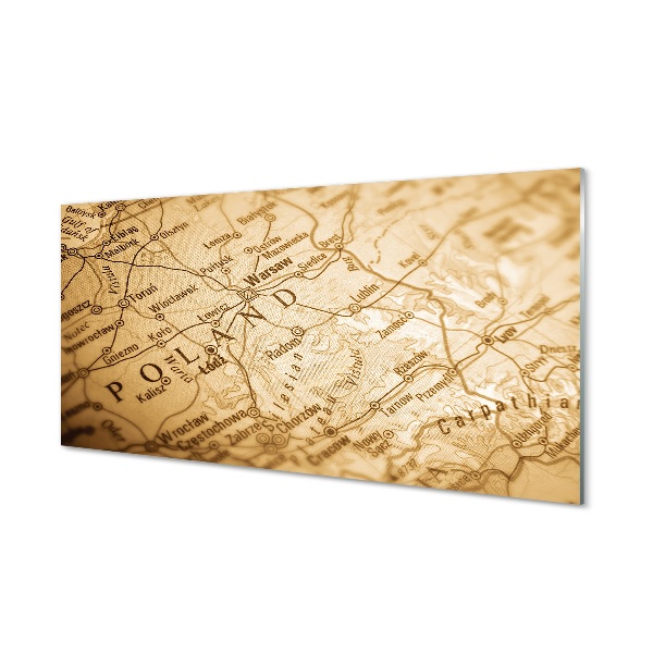 Quadro de vidro Mapa da Polônia
