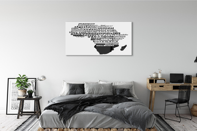 Pintura em vidro Letras em preto e branco