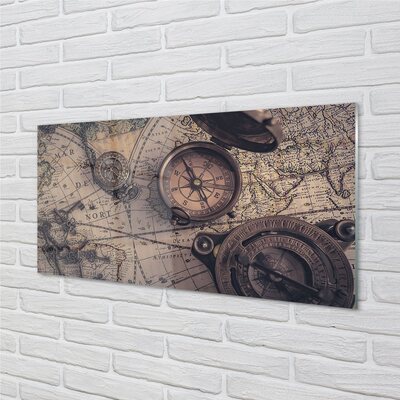 Pintura em vidro Mapa da bússola