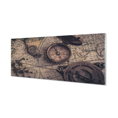 Pintura em vidro Mapa da bússola