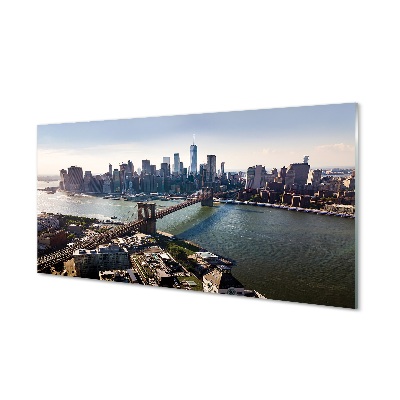 Quadro de vidro Panorama dos arranha-céus da ponte