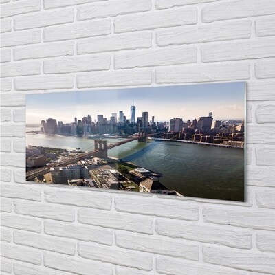 Quadro de vidro Panorama dos arranha-céus da ponte