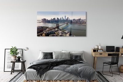 Quadro de vidro Panorama dos arranha-céus da ponte