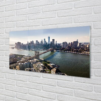 Quadro de vidro Panorama dos arranha-céus da ponte
