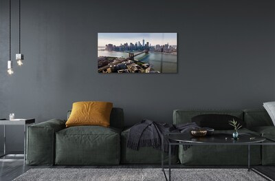 Quadro de vidro Panorama dos arranha-céus da ponte