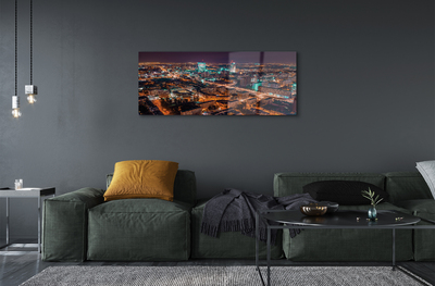 Pintura em vidro Panorama noturno da cidade de Varsóvia