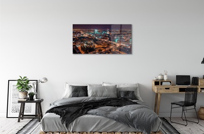 Pintura em vidro Panorama noturno da cidade de Varsóvia