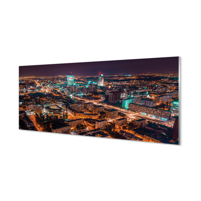 Pintura em vidro Panorama noturno da cidade de Varsóvia