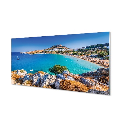 Pintura em vidro Panorama da praia da costa da Grécia