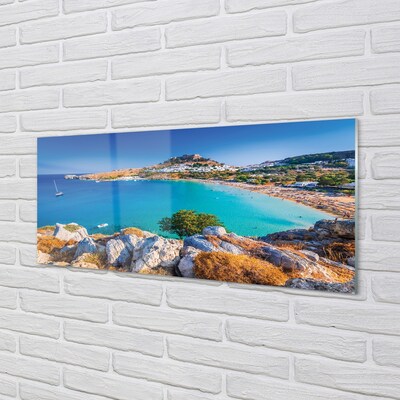 Pintura em vidro Panorama da praia da costa da Grécia