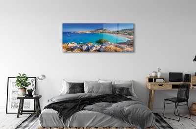 Pintura em vidro Panorama da praia da costa da Grécia