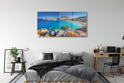 Pintura em vidro Panorama da praia da costa da Grécia