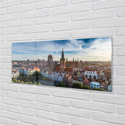 Quadro de vidro Igreja Panorama de Gdansk