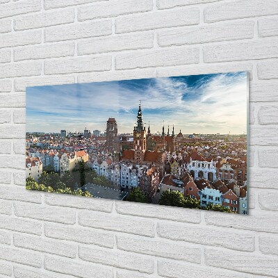 Quadro de vidro Igreja Panorama de Gdansk