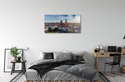 Quadro de vidro Igreja Panorama de Gdansk