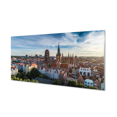 Quadro de vidro Igreja Panorama de Gdansk