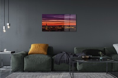 Quadro de vidro Panorama noturno de Cracóvia
