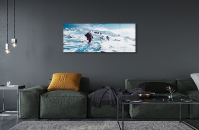 Pintura em vidro Escalada de montanha no inverno