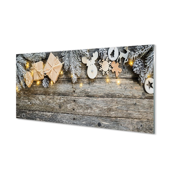 Pintura em vidro Galhos, presentes, cones