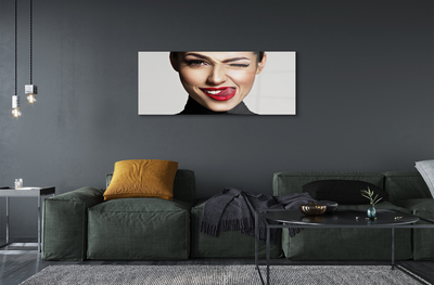 Pintura em vidro Mulher lábios vermelhos