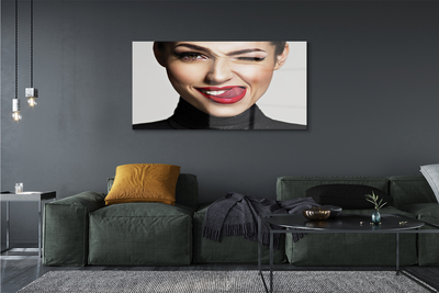 Pintura em vidro Mulher lábios vermelhos