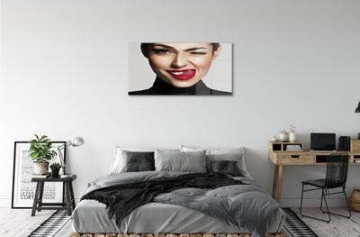 Pintura em vidro Mulher lábios vermelhos