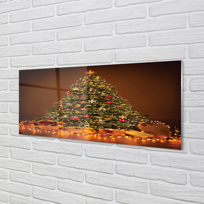 Quadro de vidro Presentes de árvore de Natal, luzes e decorações