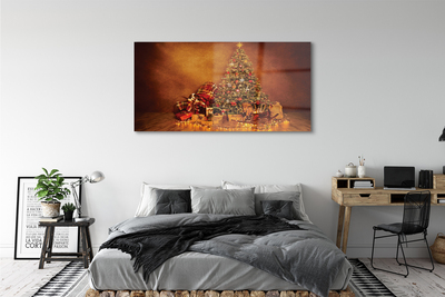 Pintura em vidro Presentes de árvore de Natal, luzes e decorações