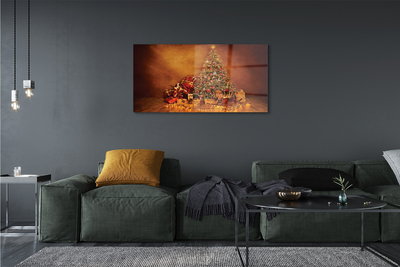 Pintura em vidro Presentes de árvore de Natal, luzes e decorações