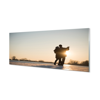 Pintura em vidro As pessoas dançam no inverno