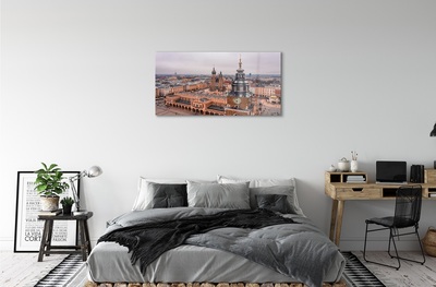 Pintura em vidro Panorama das igrejas de inverno de Cracóvia