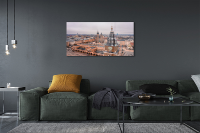 Pintura em vidro Panorama das igrejas de inverno de Cracóvia