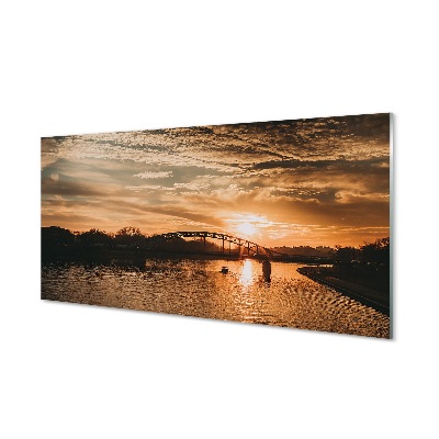 Quadro de vidro Ponte de Cracóvia, pôr do sol no rio