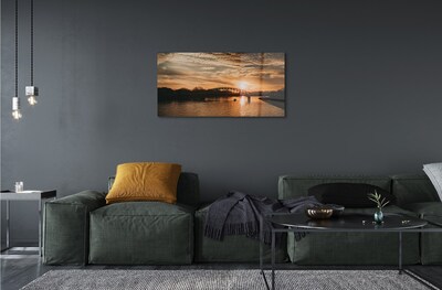 Quadro de vidro Ponte de Cracóvia, pôr do sol no rio