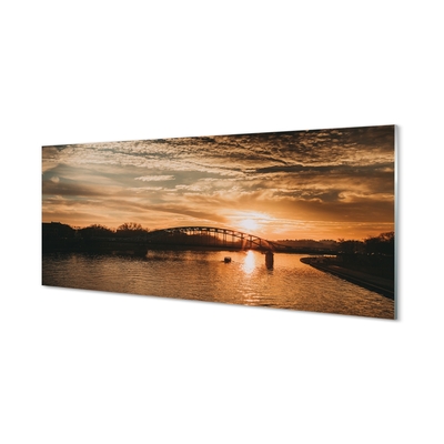 Quadro de vidro Ponte de Cracóvia, pôr do sol no rio
