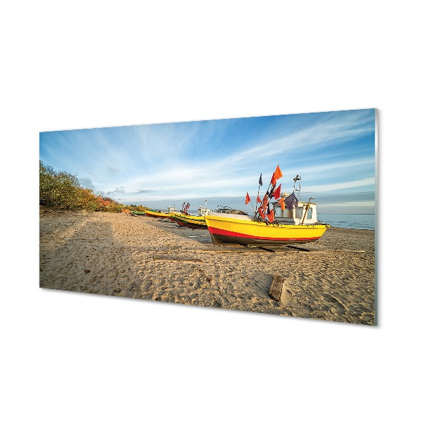 Quadro de vidro Barcos de praia de Gdańsk